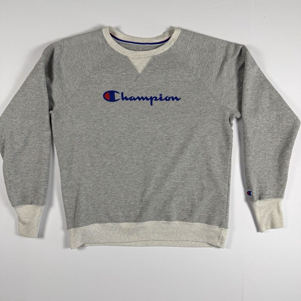 Champion Authentic Athleticwear Script Logo Crewneck Sweatshirt Gray M